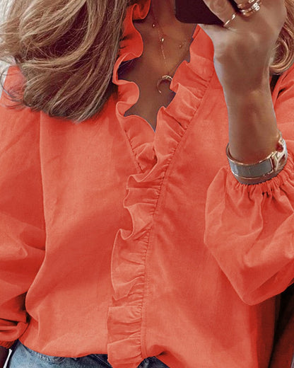 Damen Bluse Rüschendetail Elegantes Oberteil