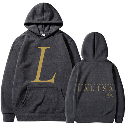 Damen Kapuzensweater mit Initialen-Print und Kängurutasche