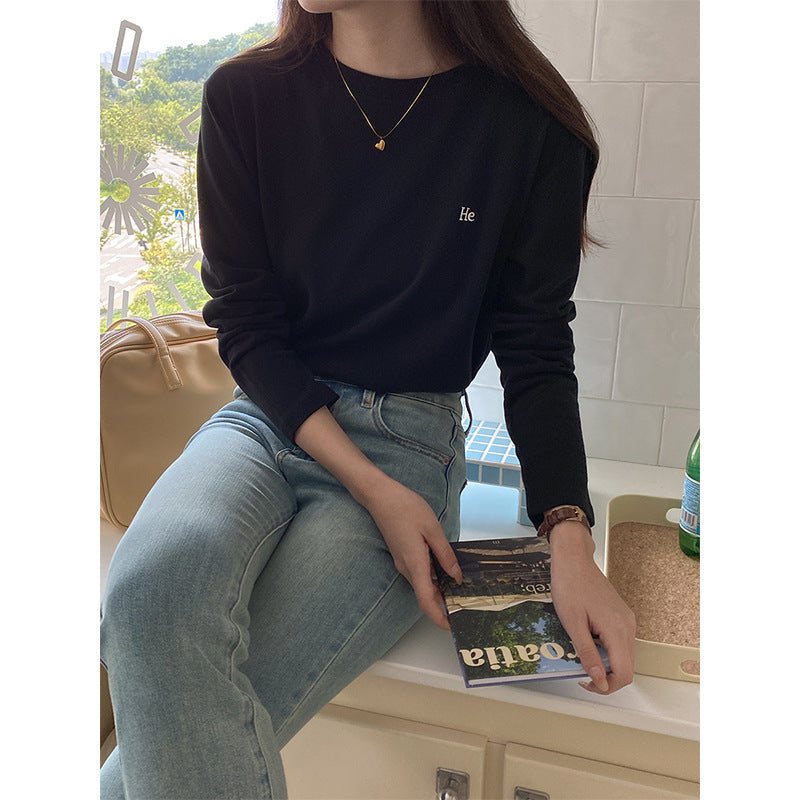 Damen Langarmshirt Lässig Minimalistisch Eveloria