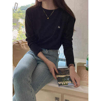 Damen Langarmshirt Lässig Minimalistisch Eveloria