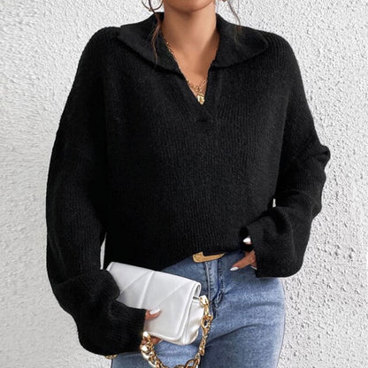 Damen Pullover Strukturiertes Rippdesign Eveloria