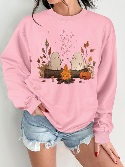 Damen Sweatshirt Verspielt Grusel Motiv Bequem Eveloria