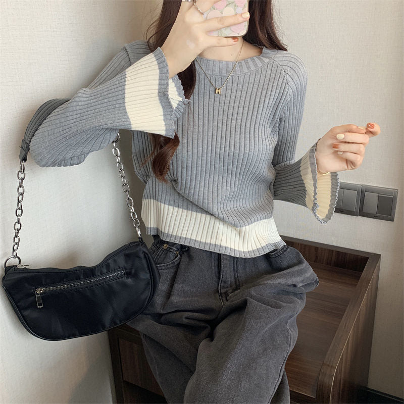 Damen Rippstrickpullover Lässiger Schnitt Eveloria