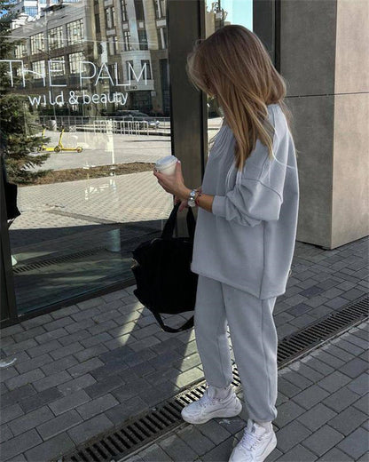 Damen Sweatset Entspannter Fit Baumwolle Praktische Taschen