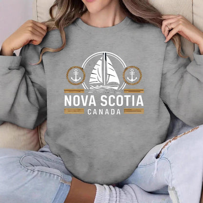 Damen Sweatshirt Segelmuster Marineblau mit Schriftzug