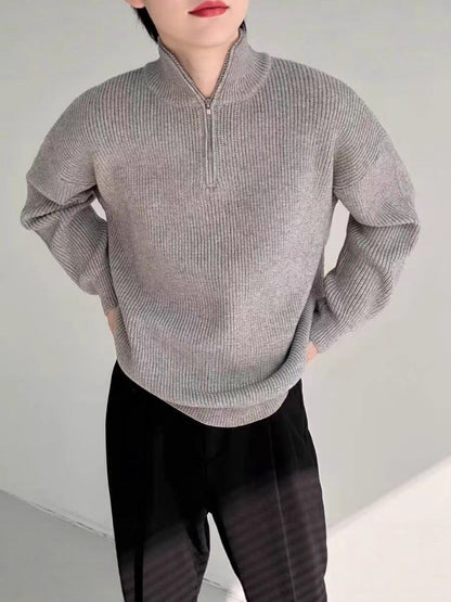 Strickpullover Reißverschlusskragen Bequem