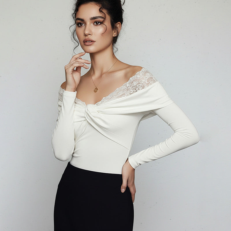 Damen Body Spitzendetails Figurbetonter Schnitt Eveloria