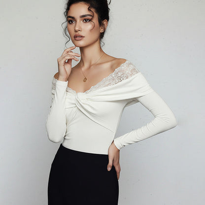 Damen Body Spitzendetails Figurbetonter Schnitt Eveloria