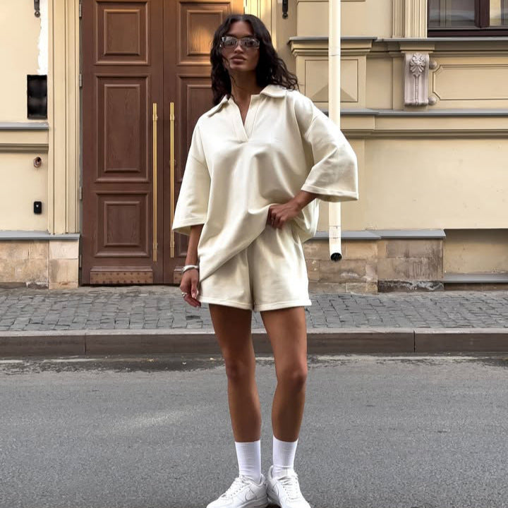 Damen Poloshirt Kleid mit Seitenschlitzen Lässig - Eveloria