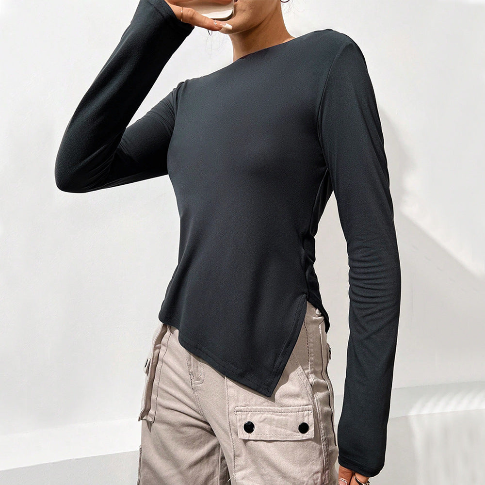 Damen Langarmbluse Lässiger Wasserfallausschnitt Elegantes Design