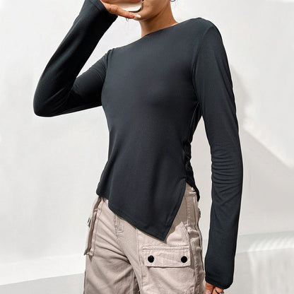 Damen Langarmbluse Lässiger Wasserfallausschnitt Elegantes Design