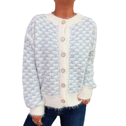 Damen Strickjacke Flauschig Lässiger Schnitt