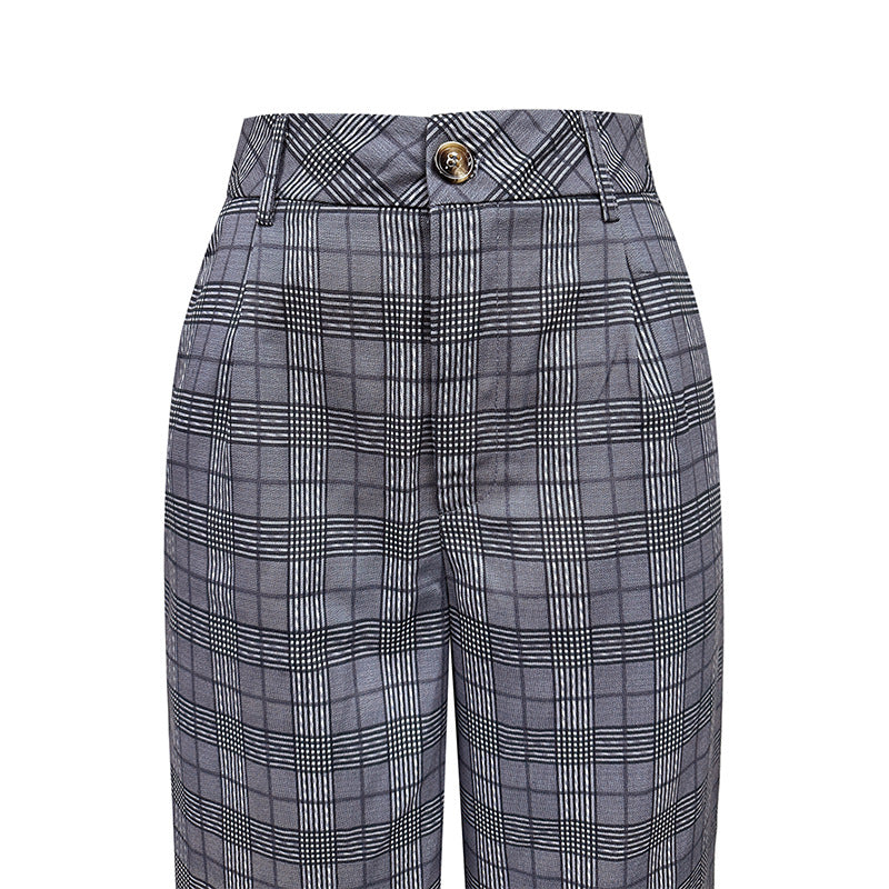 Damen Karierte Weite Hose Eveloria