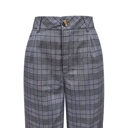 Damen Karierte Weite Hose Eveloria