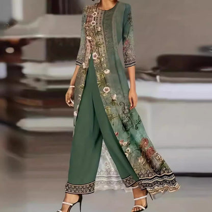 Damen Jumpsuit mit floralem Überwurf Weites Bein Eveloria