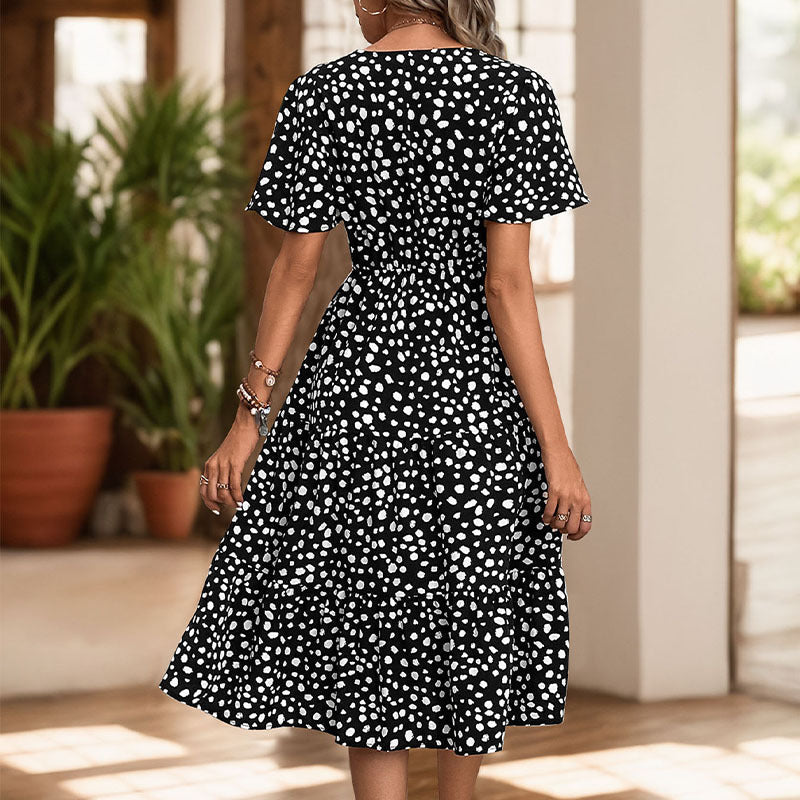 Damen Midi-Kleid Voluminöser Rock Eleganter Bindegürtel Eveloria