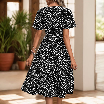 Damen Midi-Kleid Voluminöser Rock Eleganter Bindegürtel Eveloria