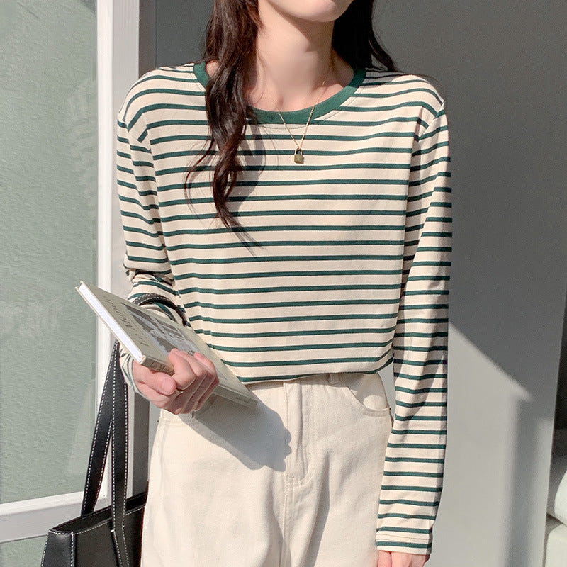 Damen Langärmliges T-Shirt Gestreift Eveloria