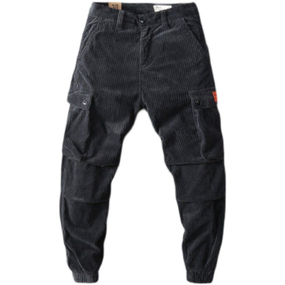 Herren Cargo-Hose Cord Angenehm Praktische Taschen Olivgrün Eveloria