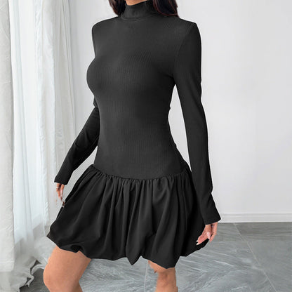 Damen Mini-Kleid Hochtailliert Rüschen Eveloria