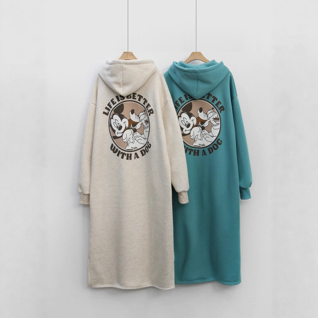 Damen Hoodie-Kleid Cozy mit großflächigem Print und Bequemschnitt