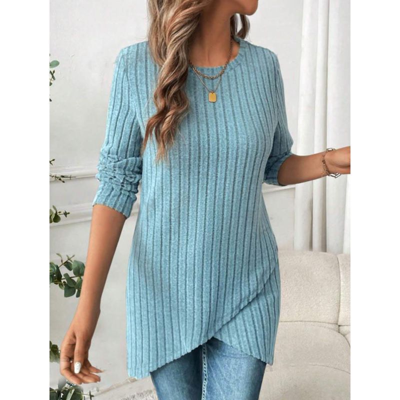 Damen Tunika-Shirt Langärmlig Wickeldesign Eveloria