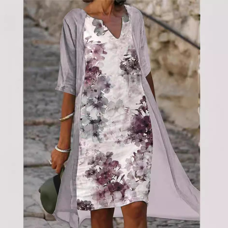 Damen Sommerkleid Floralmuster Leicht Durchlässig
