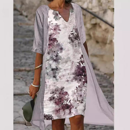 Damen Sommerkleid Floralmuster Leicht Durchlässig