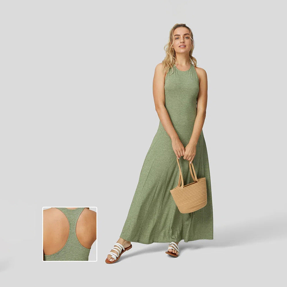 Damen Maxikleid Fließender Schnitt Rundhalsausschnitt Eveloria - Eveloria