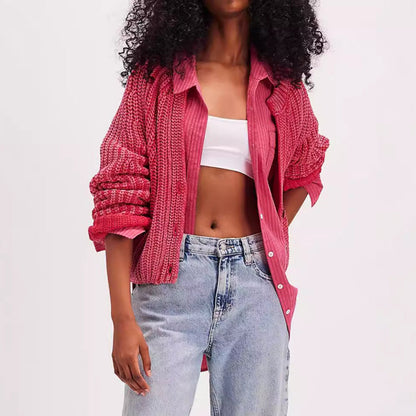 Damen Strickcardigan Luftig Große Knöpfe Modern Eveloria