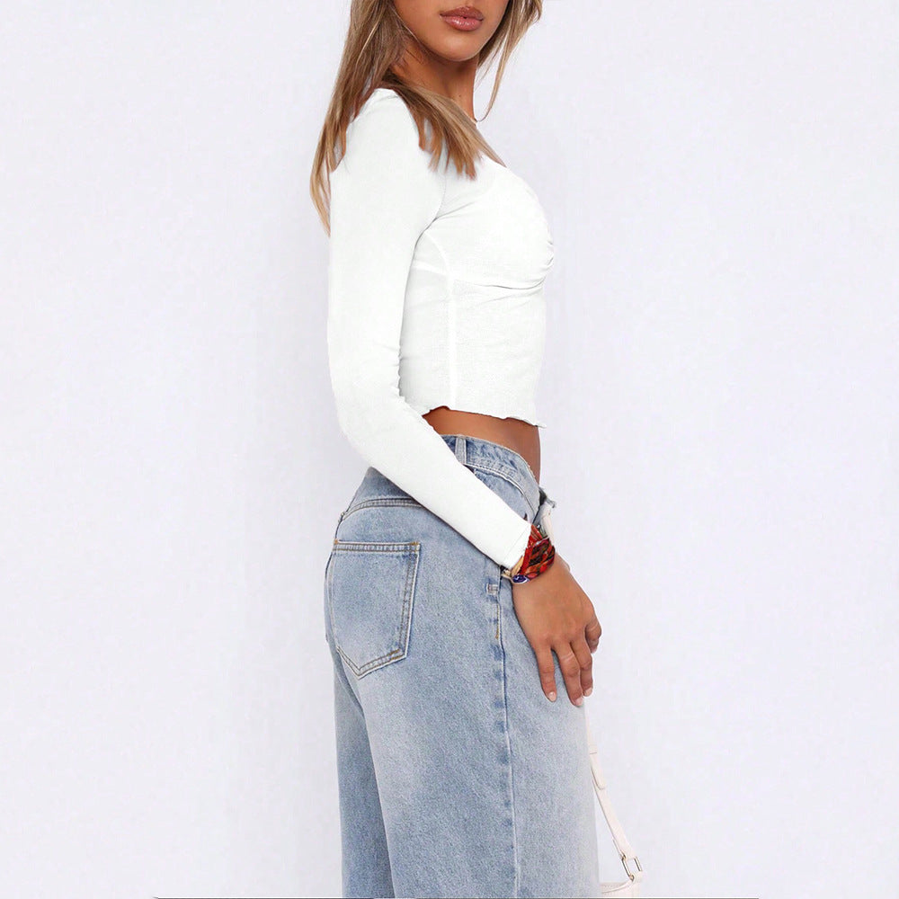 Damen Langarmtop Rüschendesign Eveloria