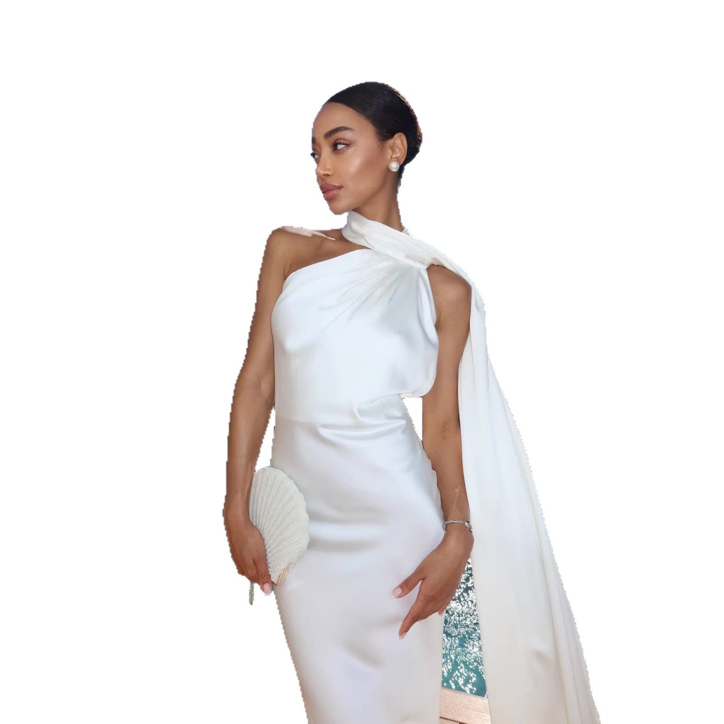 Damen Abendkleid Schulterfrei Fließend Eveloria