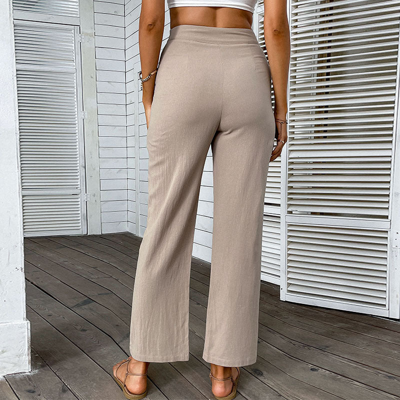 Damen Hochtaillenhose Weites Bein Elegant Eveloria