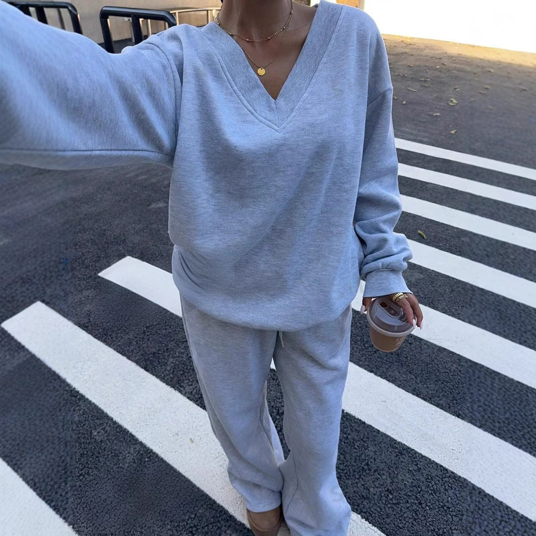 Damen Freizeit-Set V-Ausschnitt Bequem Eveloria