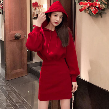 Damen Hoodie-Kleid Lässig Mit Taschen Eveloria