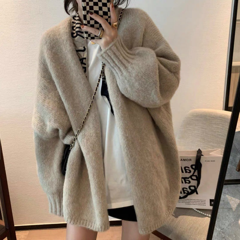 Damen Oversized Kuschelpullover V-Ausschnitt Langer Ärmel Eveloria - Eveloria