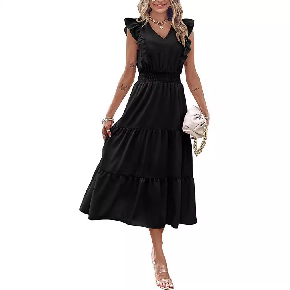 Damen Langarm-Kleid Voluminöser Rock Eveloria