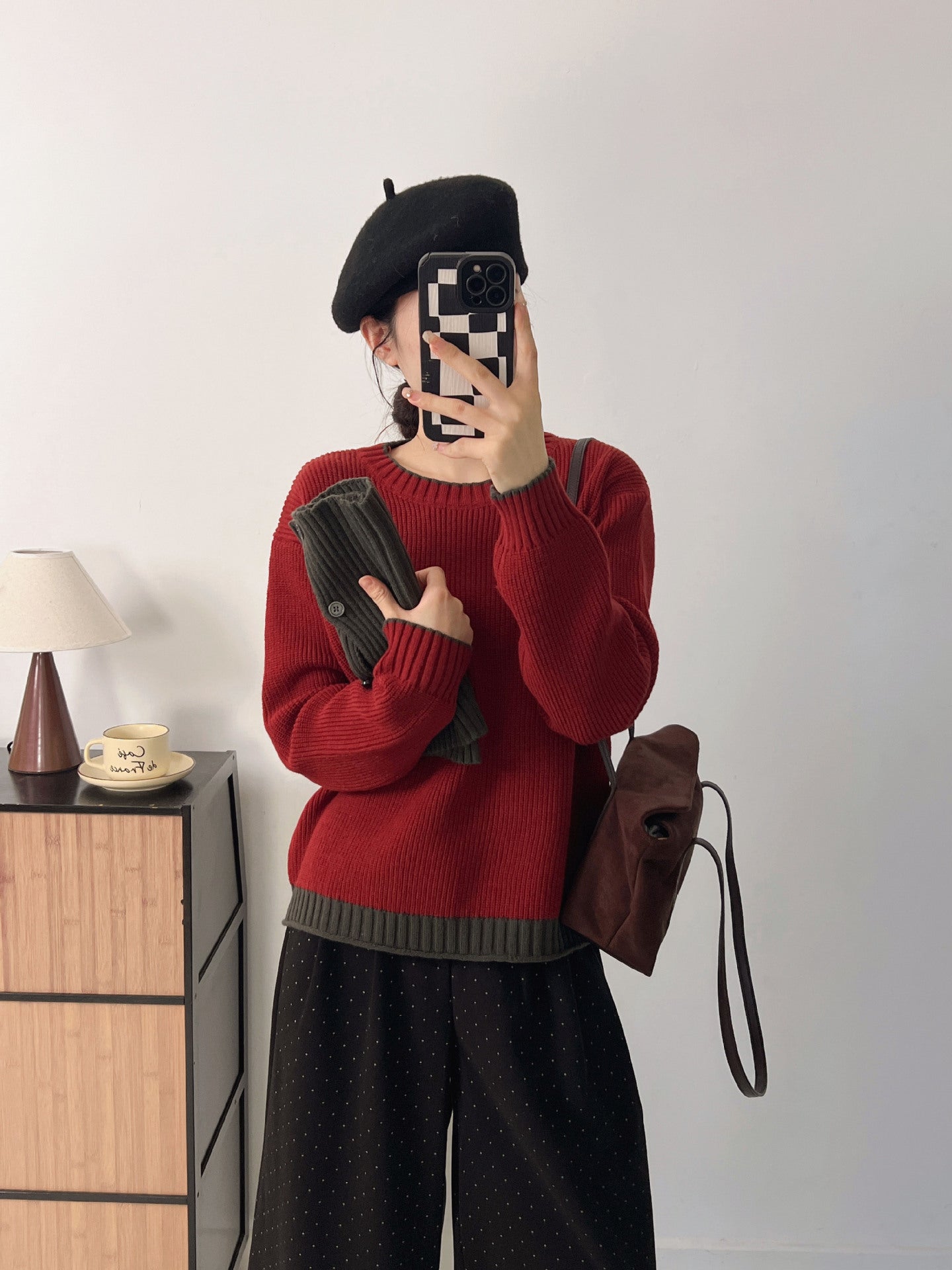 Damen Strickpullover mit Kragen und Knöpfen