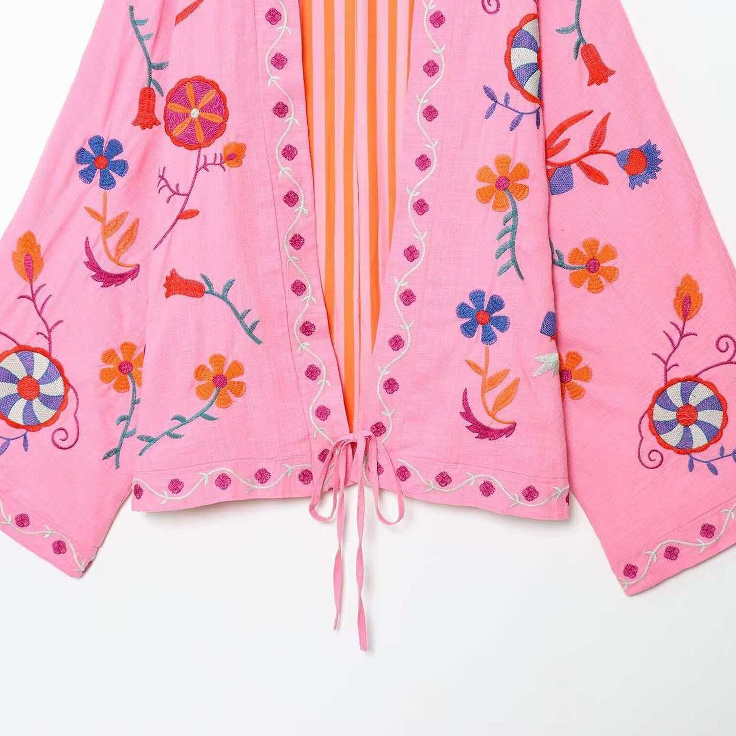 Damen Kimono-Jacke Bestickt Eveloria