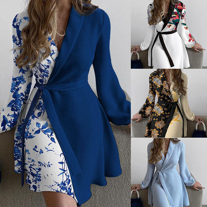 Damen Wickelkleid Animal-Print Gürtel
