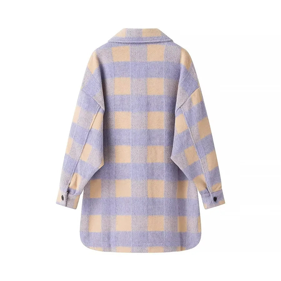Damen Oversized Flanelljacke Karomuster Eveloria