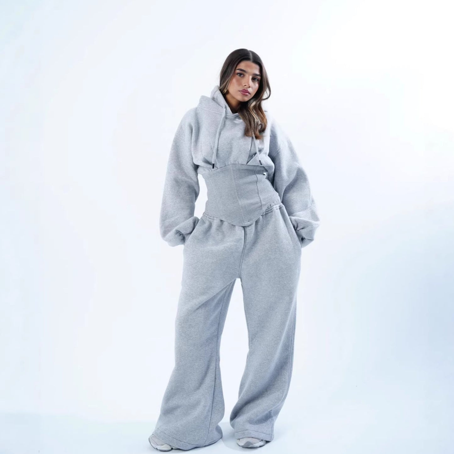 Damen Oversized Hoodie Lässig Weite Bund Grau Eveloria - Eveloria