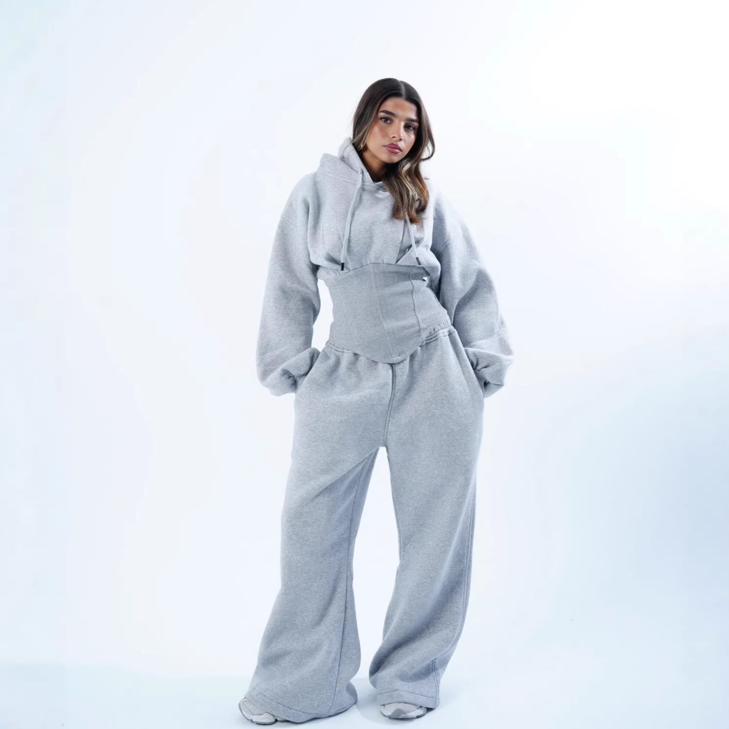 Damen Oversized Hoodie Lässig Weite Bund Grau Eveloria - Eveloria