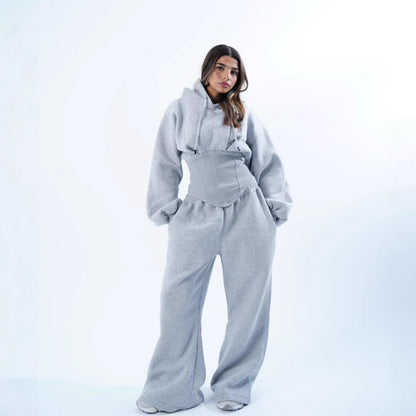 Damen Oversized Hoodie Lässig Weite Bund Grau Eveloria - Eveloria