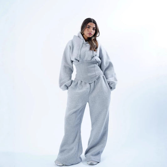 Damen Oversized Hoodie Lässig Weite Bund Grau Eveloria - Eveloria