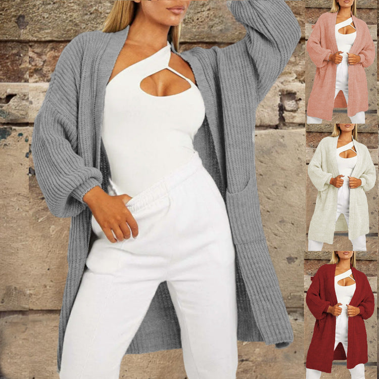 Damen Strickjacke Lässiger Schnitt Uni Farbe - Eveloria