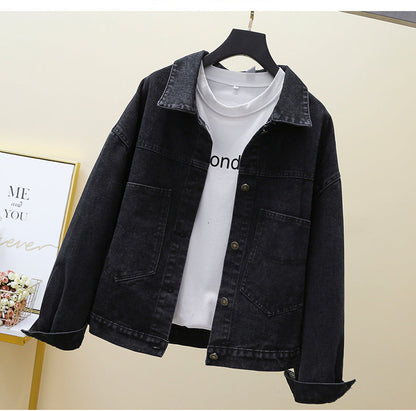 Damen Denimjacke Große Taschen Eveloria Blau