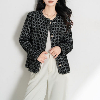Damen Strickjacke Strukturiertes Muster Knöpfe Beige