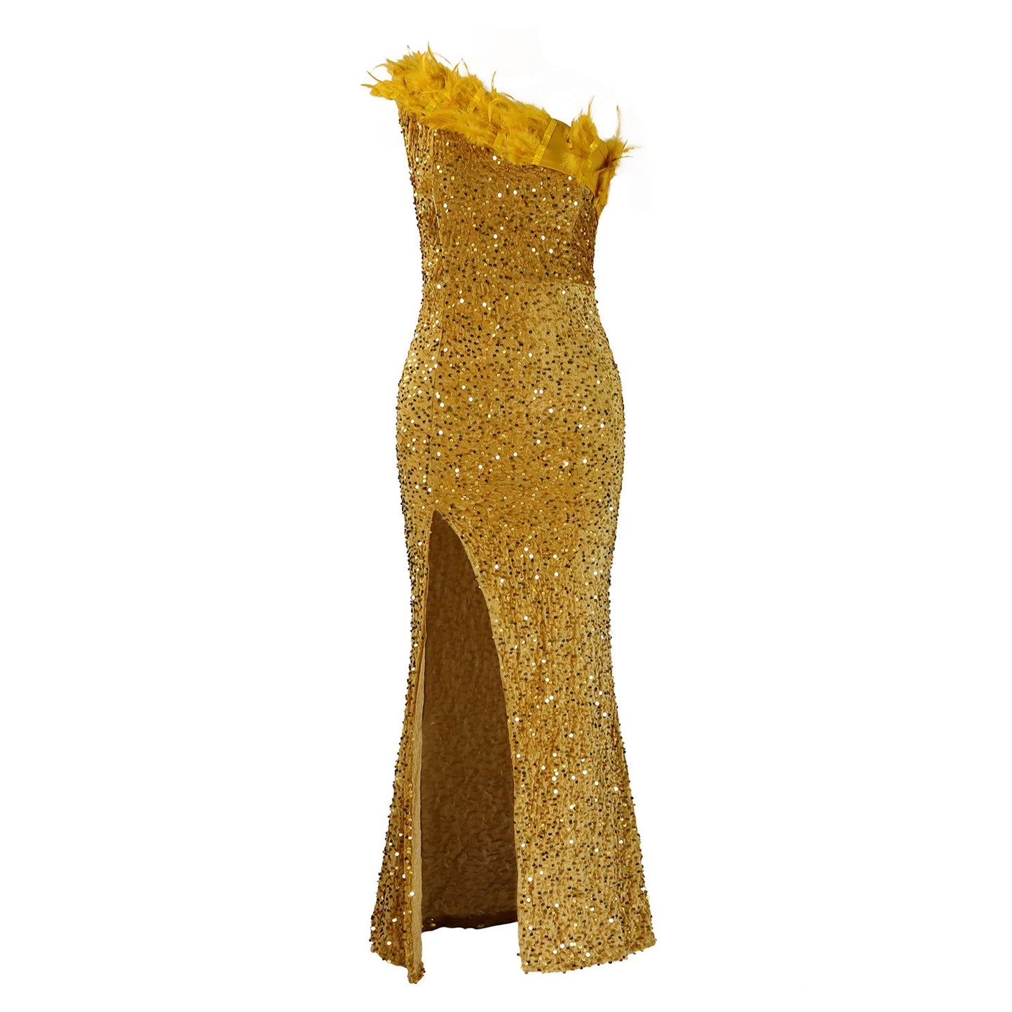 Damen Abendkleid Glitzernd Asymmetrisch Pailletten