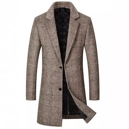 Herren Overcoat Wollmix Karomuster Steppfutter Schwarz - Eveloria